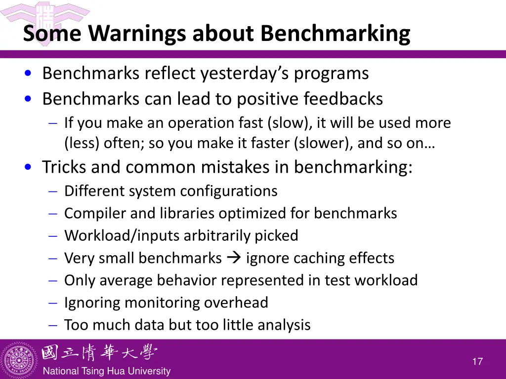 some warnings about benchmarking