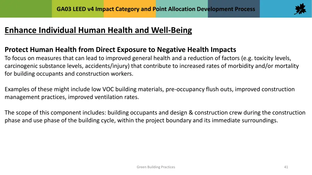 ga03 leed v4 impact category and point allocation 40