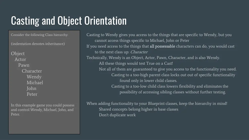 casting and object orientation