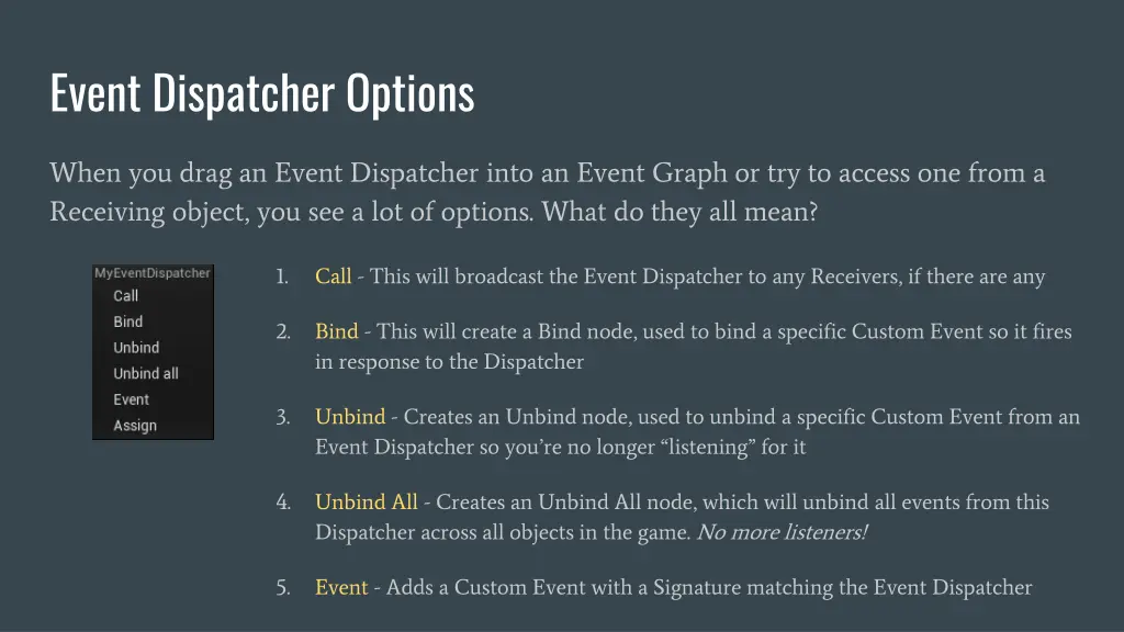 event dispatcher options