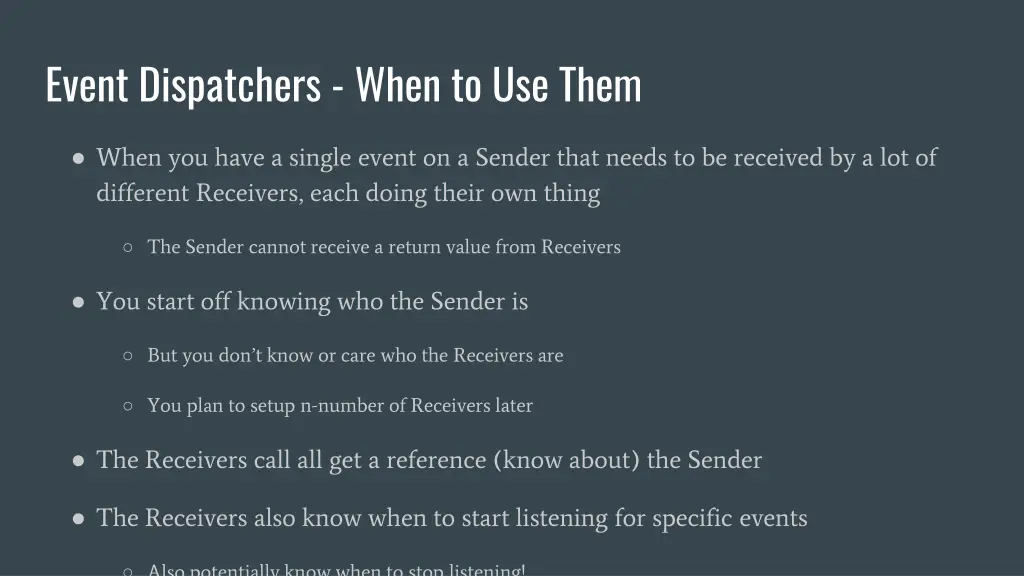event dispatchers when to use them