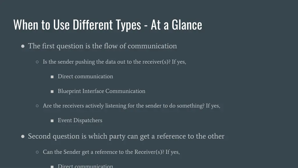 when to use different types at a glance