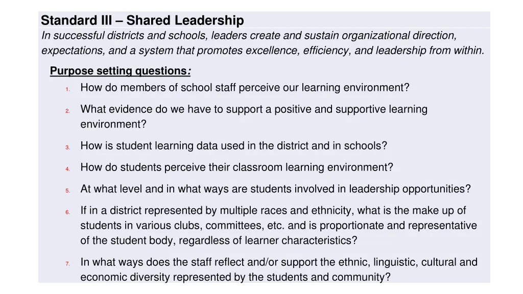 standard iii shared leadership in successful