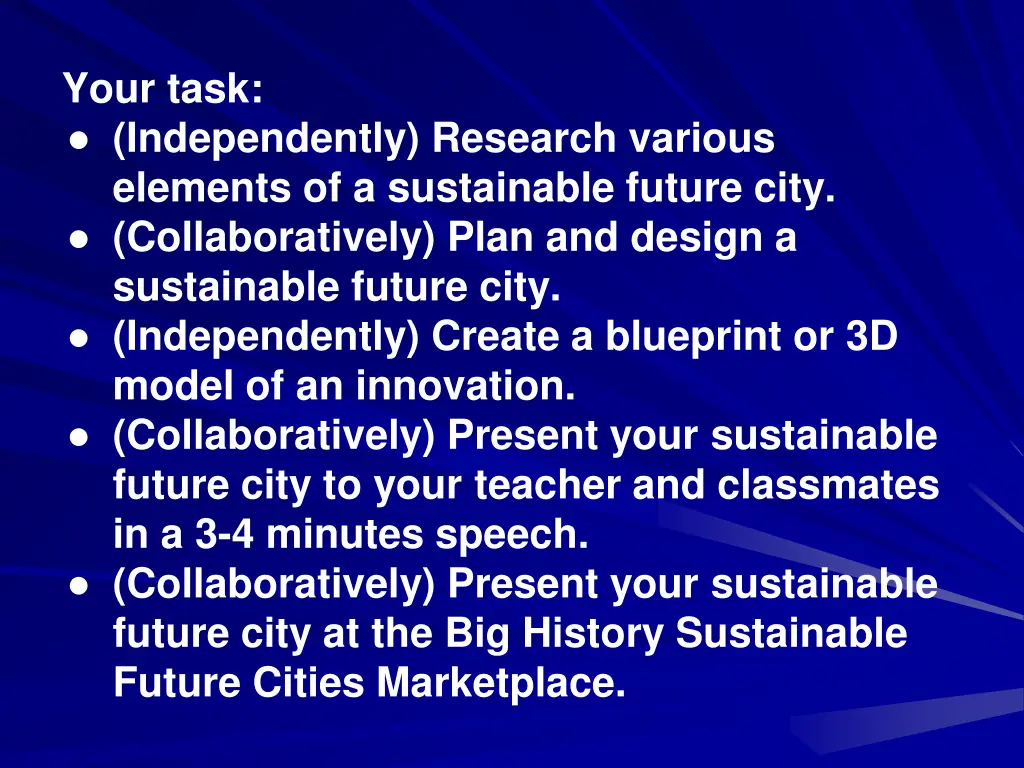 your task independently research various elements