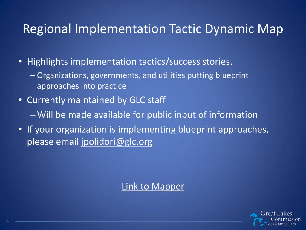 regional implementation tactic dynamic map