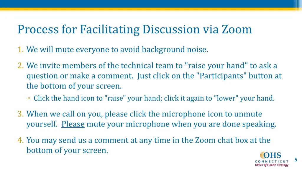 process for facilitating discussion via zoom