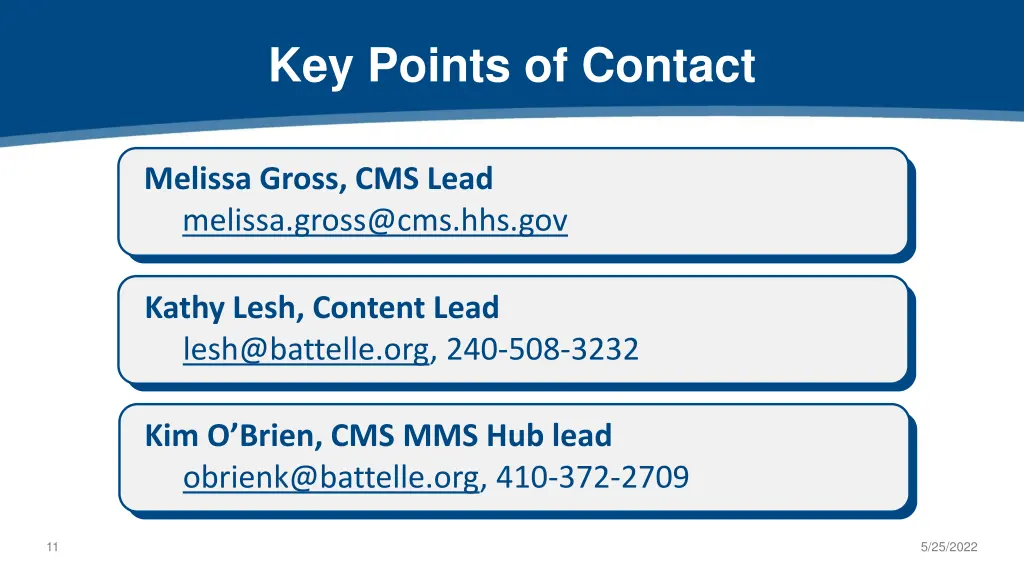 key points of contact