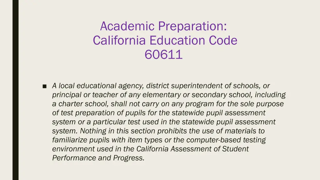 academic preparation california education code