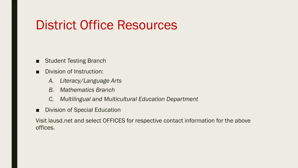 district office resources