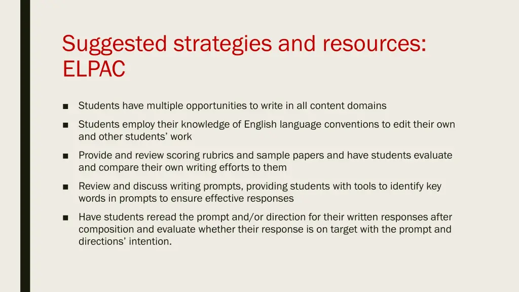 suggested strategies and resources elpac