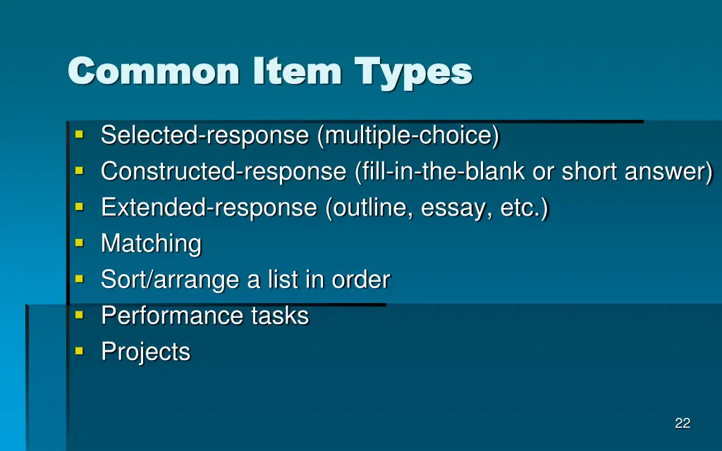 common item types common item types