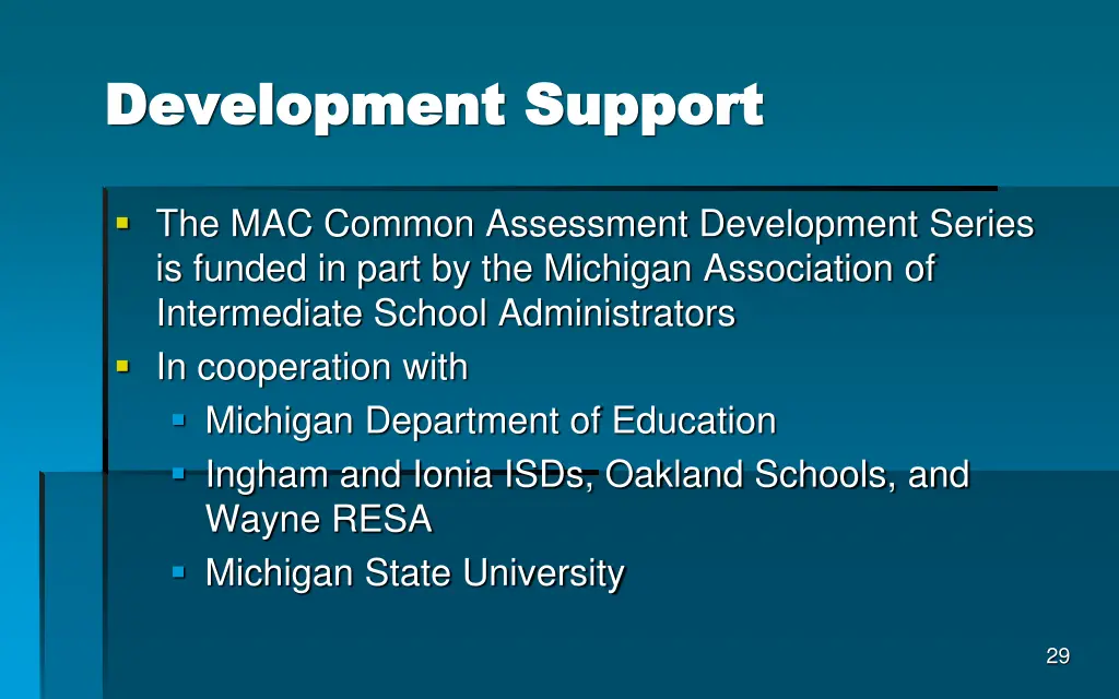 development support development support