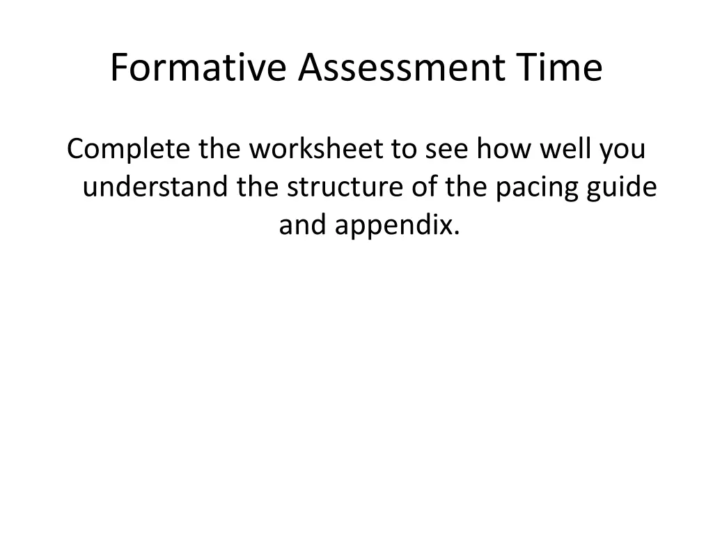 formative assessment time