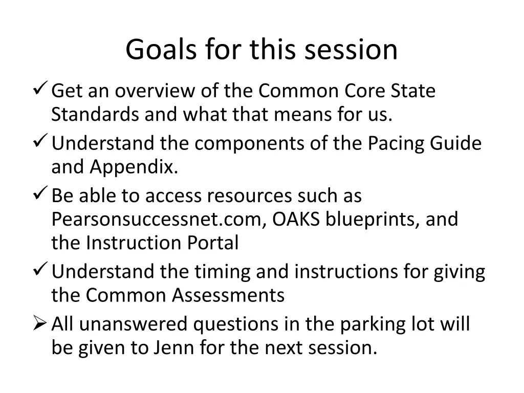 goals for this session get an overview 2