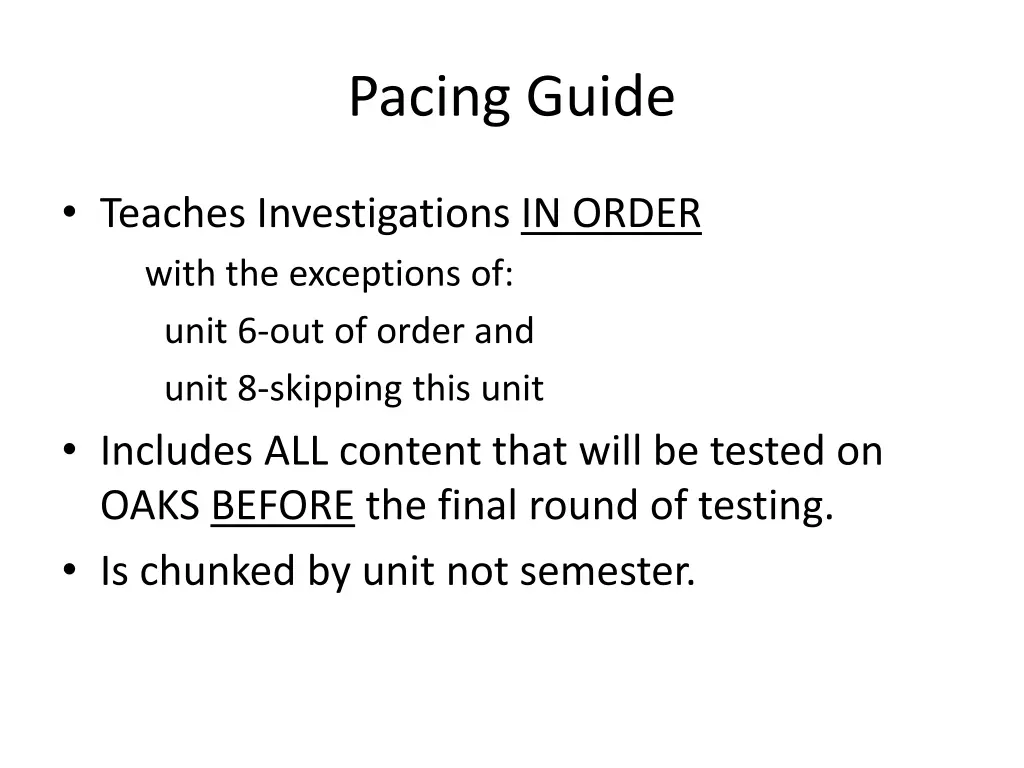 pacing guide