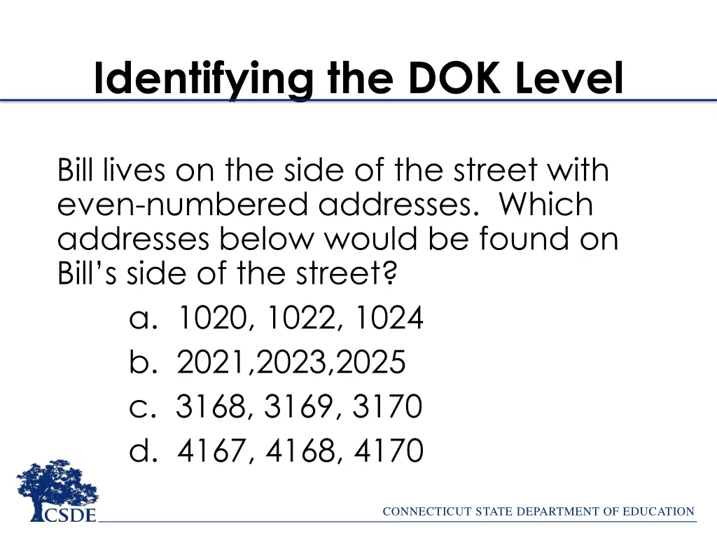 identifying the dok level 1