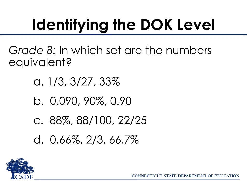 identifying the dok level