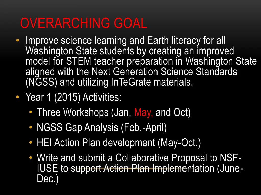 overarching goal improve science learning