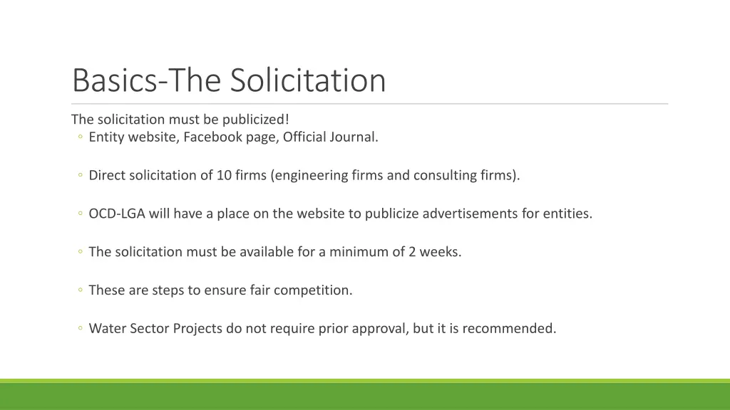 basics the solicitation