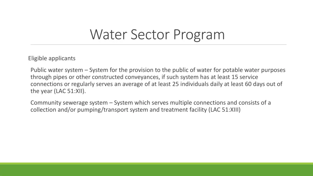 water sector program