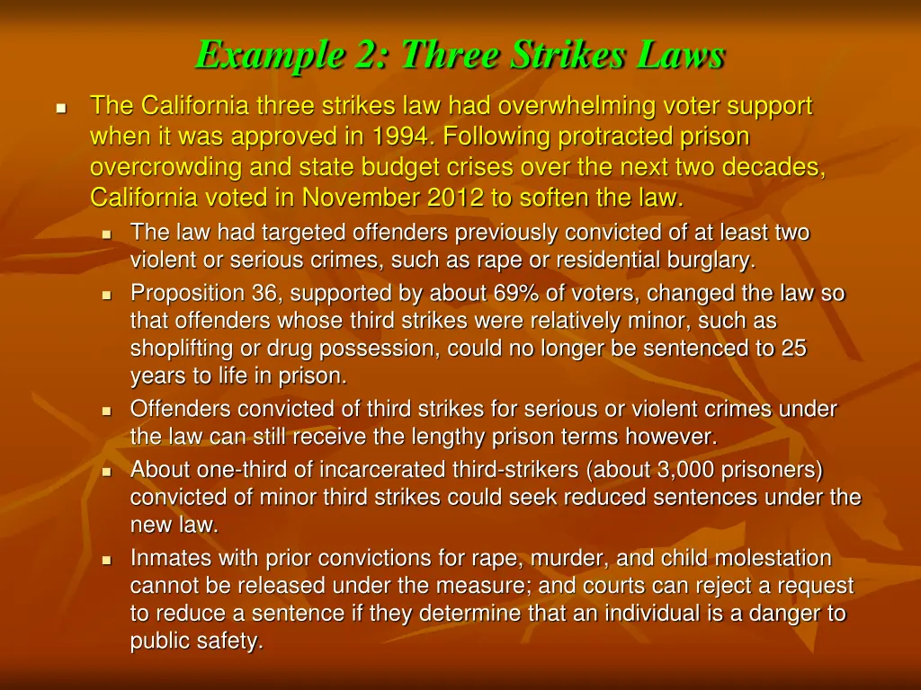 example 2 three strikes laws