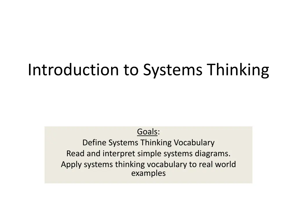 introduction to systems thinking 1
