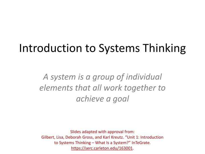 introduction to systems thinking