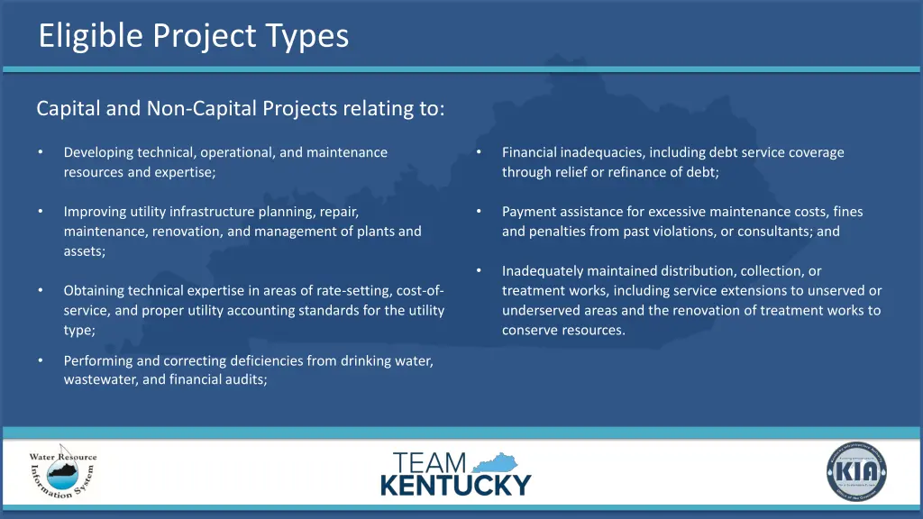 eligible project types