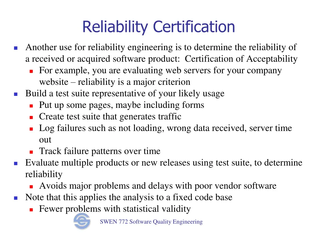 reliability certification