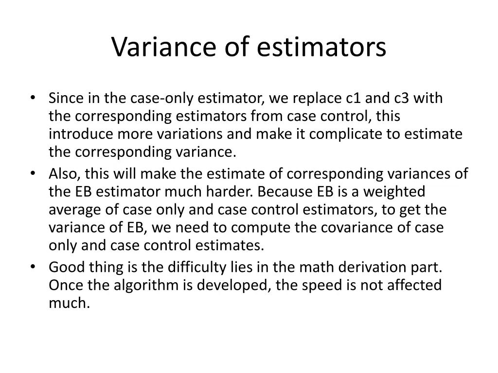variance of estimators