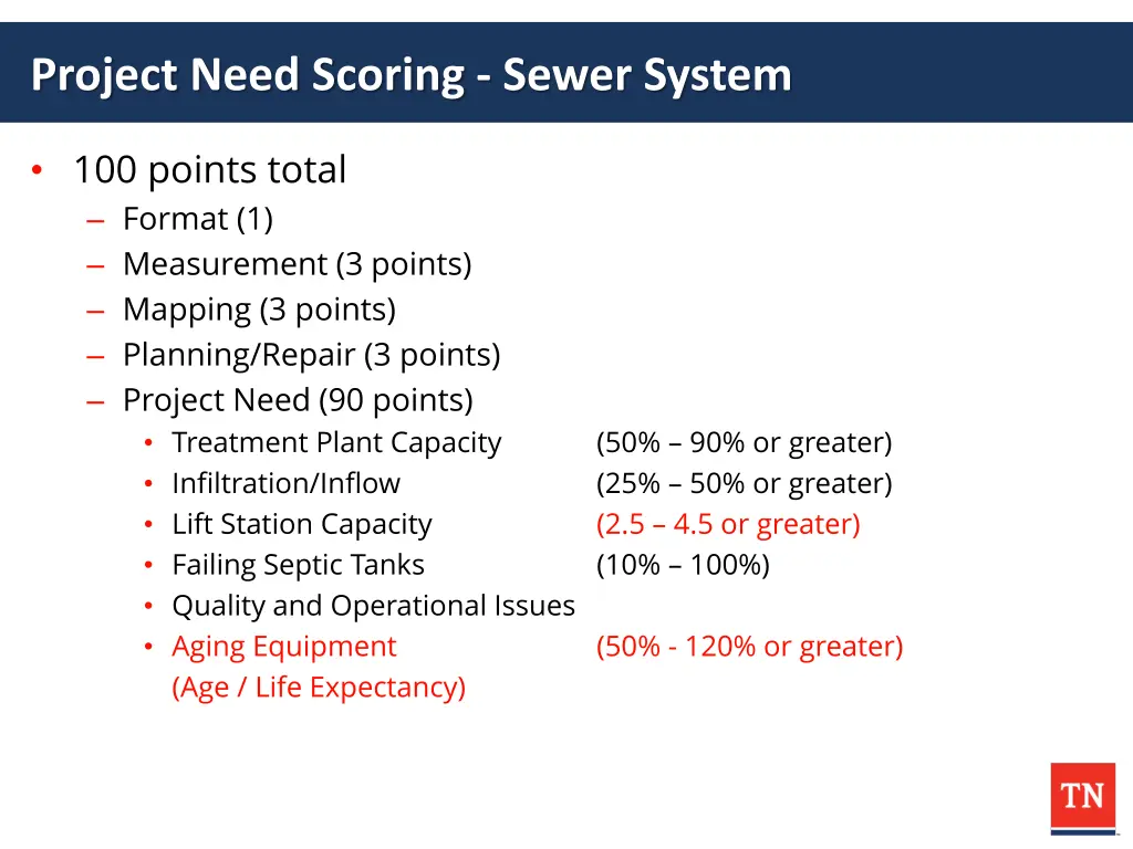 project need scoring sewer system