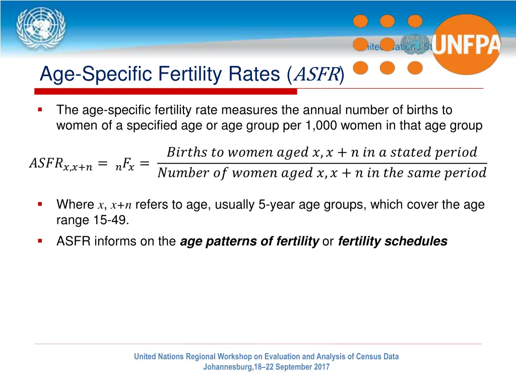 age specific fertility rates asfr