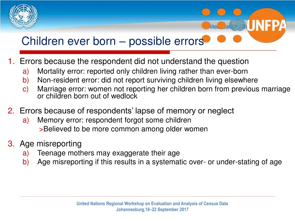 children ever born possible errors