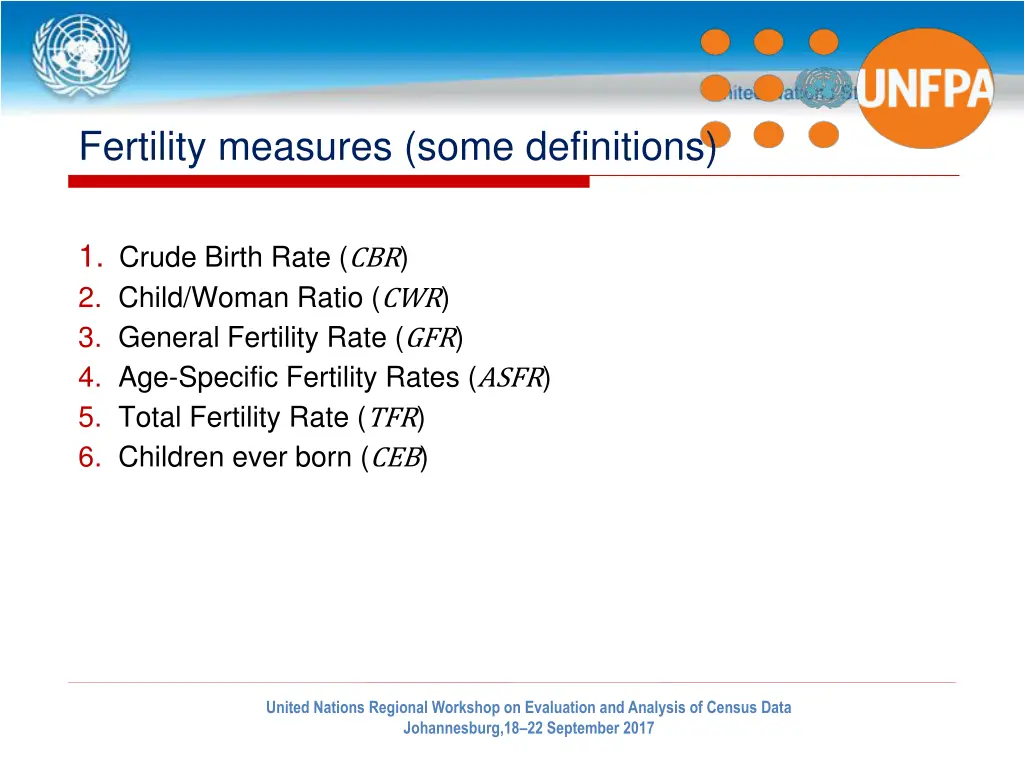 fertility measures some definitions