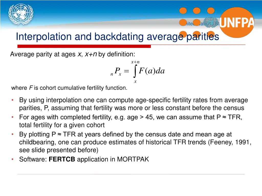 interpolation and backdating average parities
