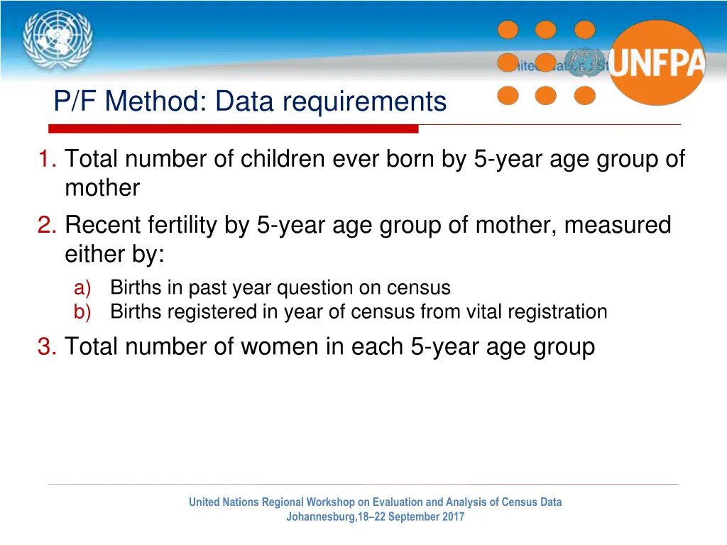p f method data requirements