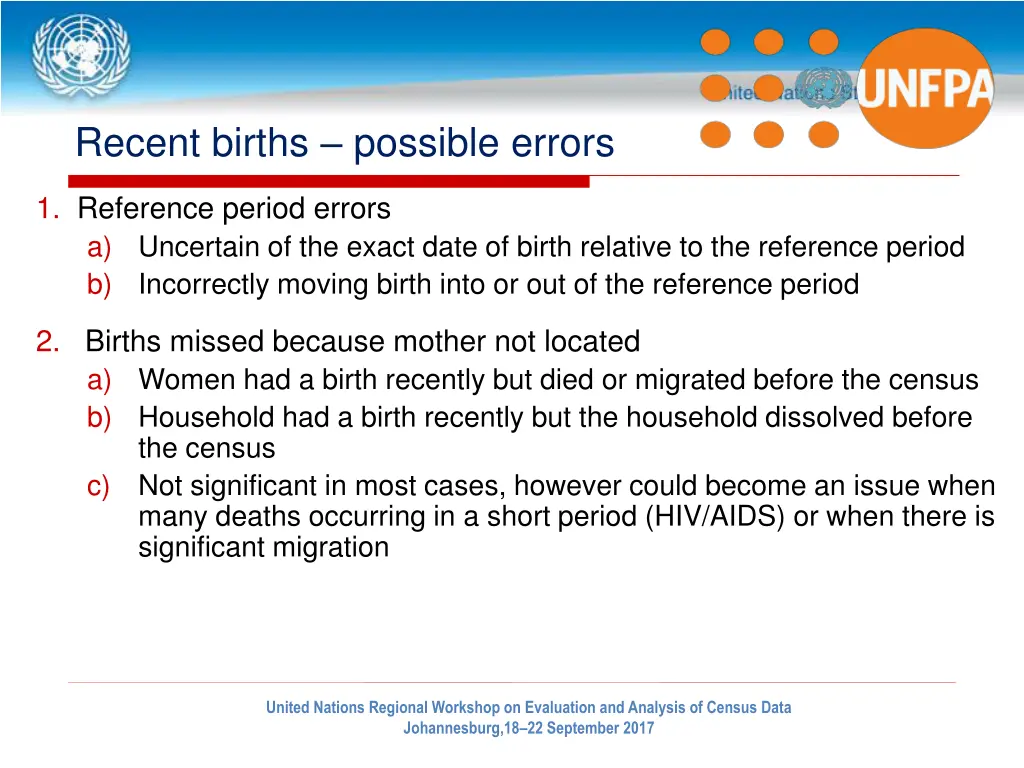 recent births possible errors