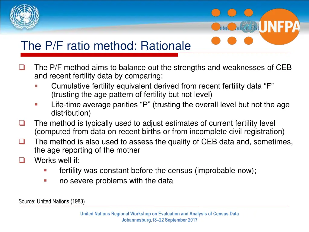 the p f ratio method rationale