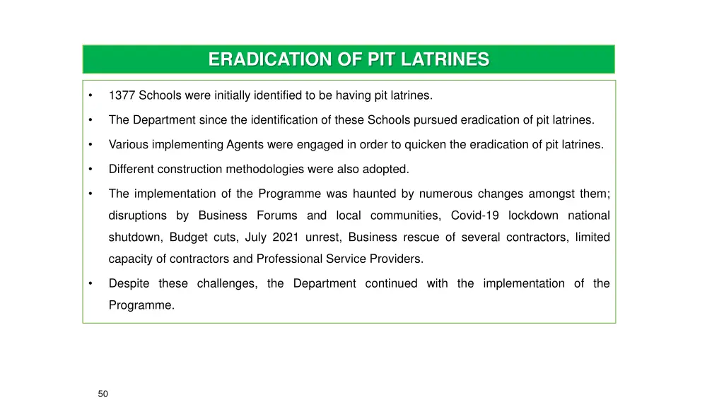 eradication of pit latrines