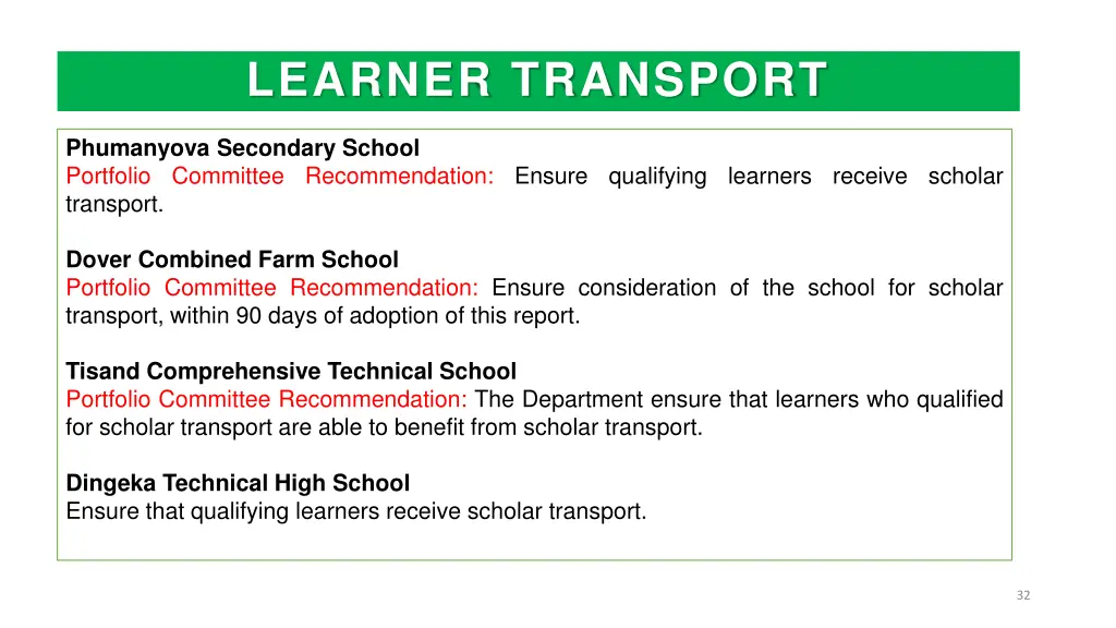 learner transport