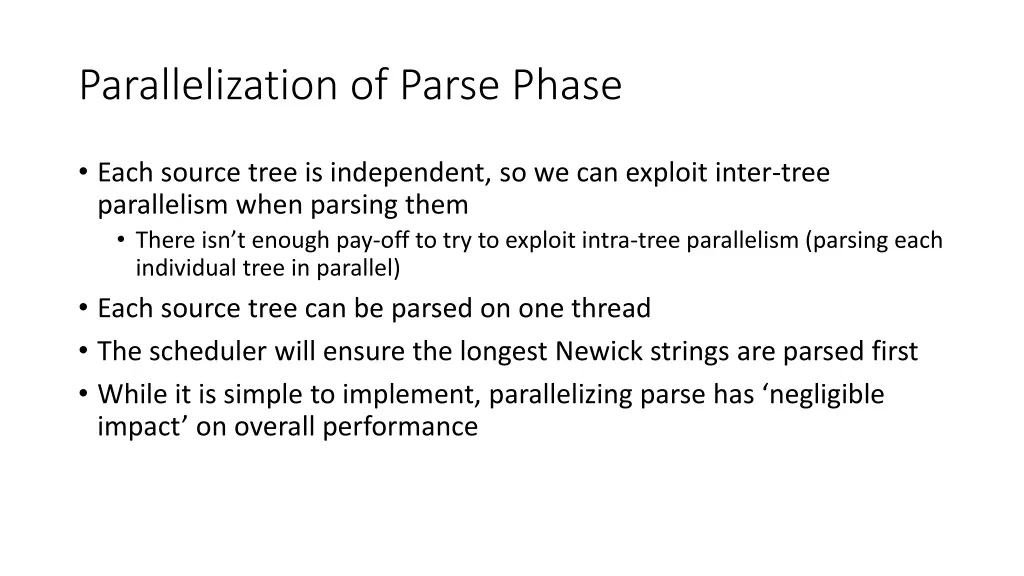 parallelization of parse phase