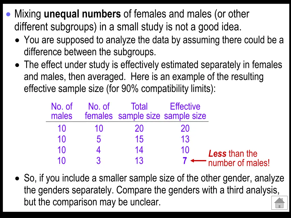 mixing unequal numbers of females and males