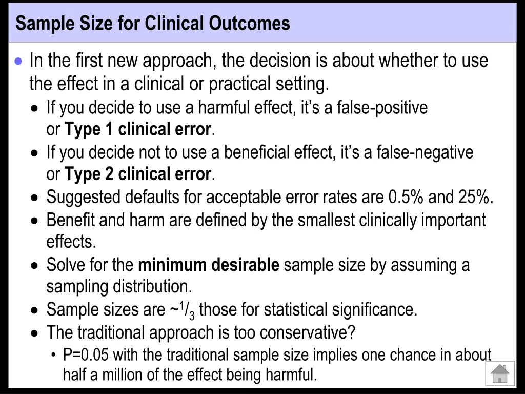 sample size for clinical outcomes