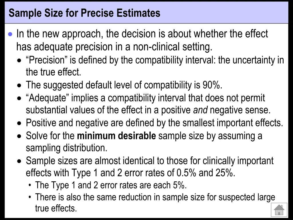 sample size for precise estimates