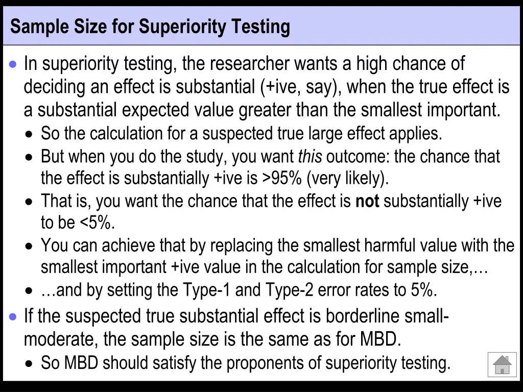 sample size for superiority testing