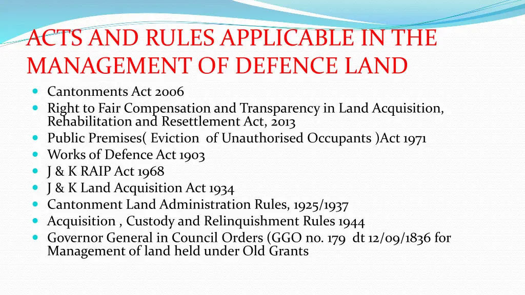 acts and rules applicable in the management
