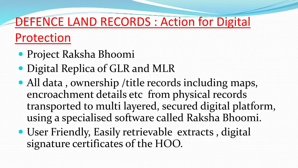 defence land records action for digital