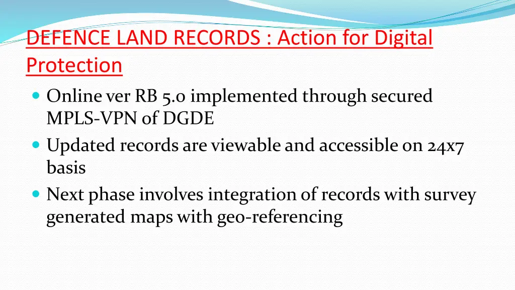 defence land records action for digital protection