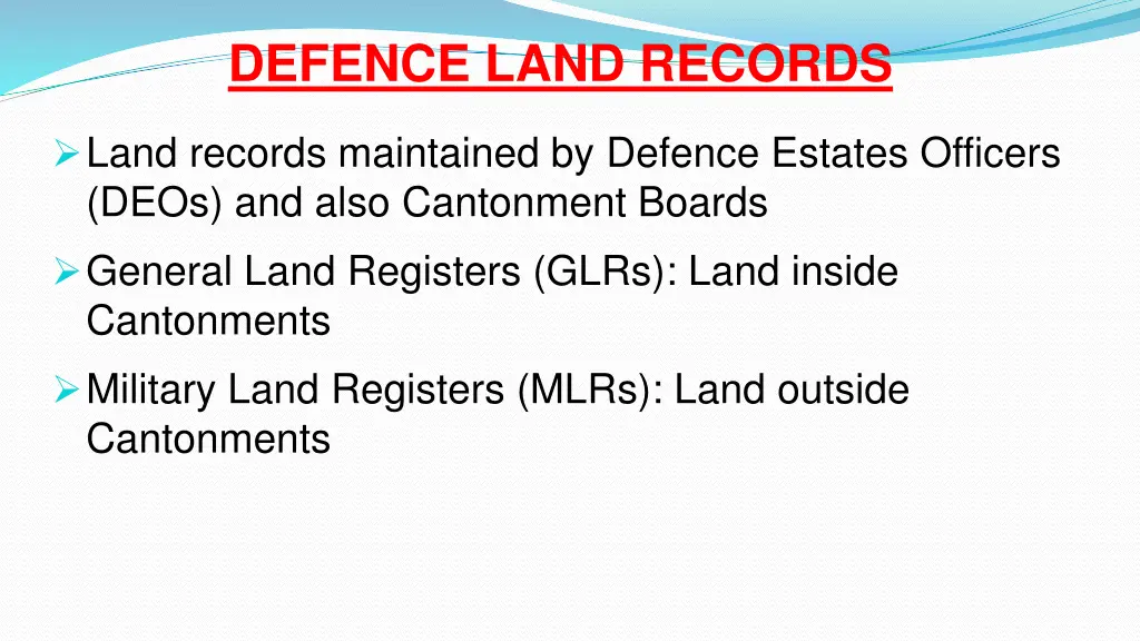 defence land records