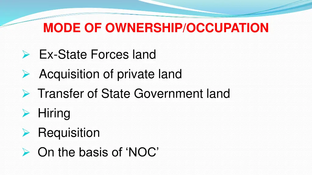 mode of ownership occupation